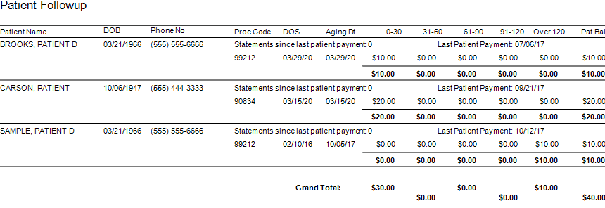 Patient Follow Up Report