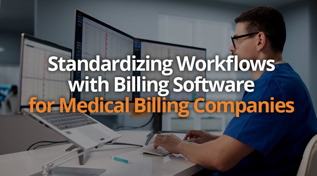 Medical billing professional looking at multiple screens